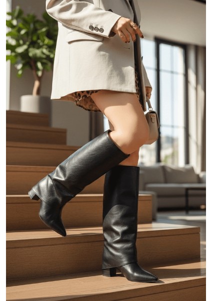 Strada Siyah Mat Tak-Çıkar Konçlu (8 cm Topuk Boyu ) Günlük Kullanım Bot ve Çizme modelleri