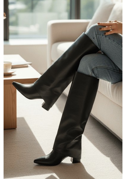 Strada Siyah Mat Tak-Çıkar Konçlu (8 cm Topuk Boyu ) Günlük Kullanım Bot ve Çizme indirimleri