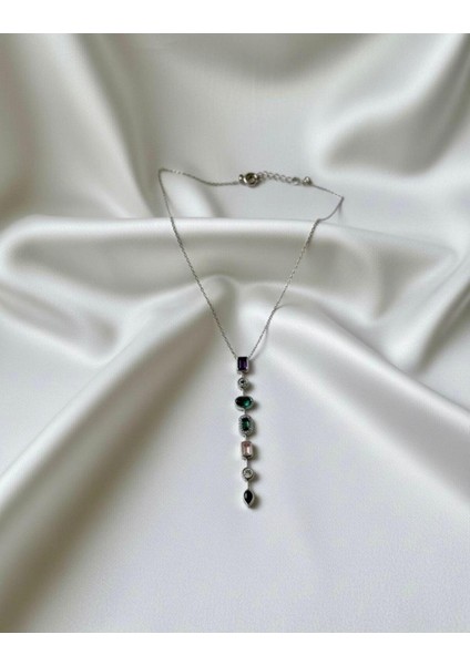 7 Element Y Şeklinde Çelik Kolye-Gold ve Gümüş Renk Şık ve Modern Tasarım