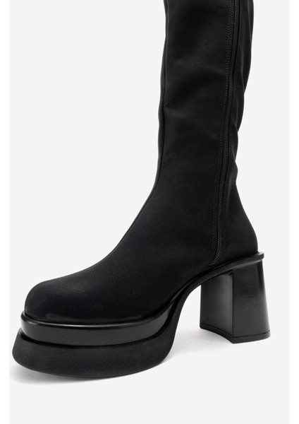 Carm Siyah Nubuk Platform Topuklu Kadın Çizme fırsatları