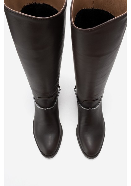 Ansel Kahverengi Cilt Hakiki Deri Bilek Kayışlı Kadın Binici Çizme fiyatları