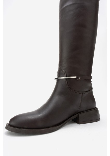 Ansel Kahverengi Cilt Hakiki Deri Bilek Kayışlı Kadın Binici Çizme fırsatları