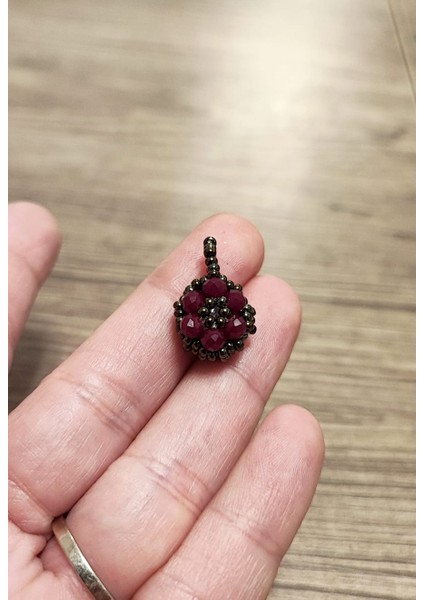 El Yapımı Cevşen Kolye Ucu / Nazarlık / Bordo