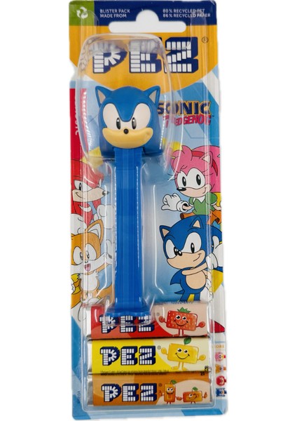 Sonic Lisanslı Pez Şekerleme 1 Oyuncak Dispenser + 3 Şeker Paketi