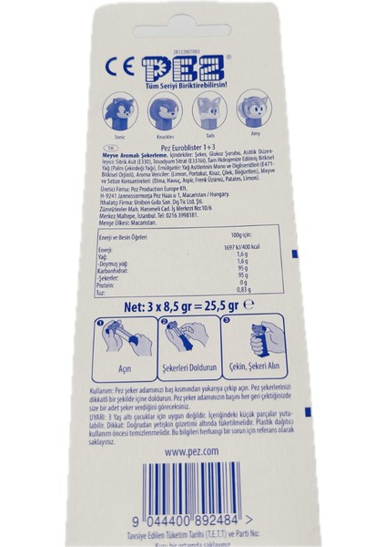 Sonic Lisanslı Pez Şekerleme 1 Oyuncak Dispenser + 3 Şeker Paketi fiyatları