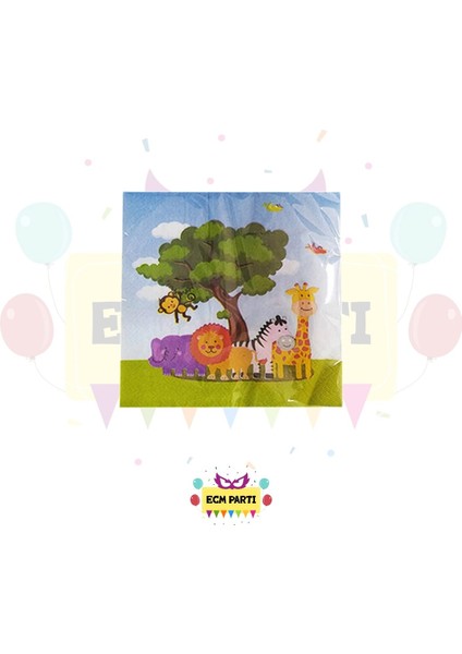 Safari Temalı Baskılı 20 Adet Peçete - Doğum Günü Parti Seti Malzemeleri fiyatları