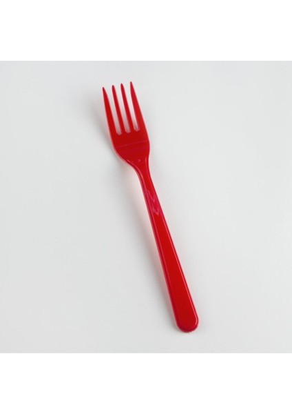 Kırmızı Tek Kullanımlık Plastik Çatal 25'li