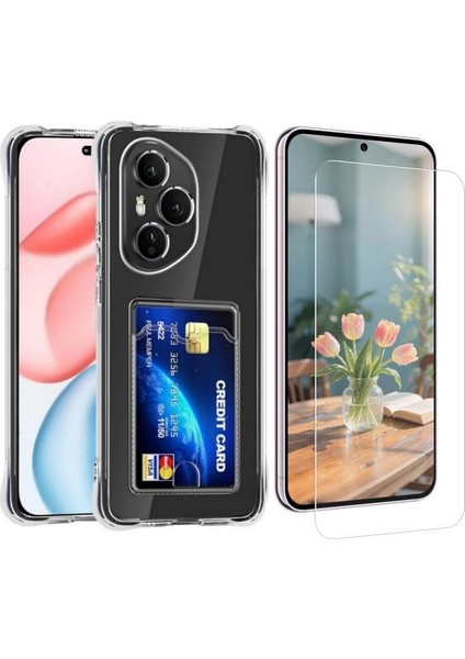 Honor 400 Pro Kılıf Kamera Korumalı Kartlıklı Kılıf ve Ekran Koruyucu