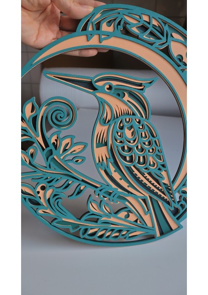 Ağaçkakan Duvar Dekoru Ahşap Çok Katmanlı Bohem Duvar Süsü