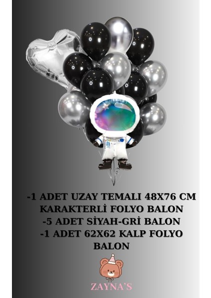 Kozmik Uzay Temalı Galaksi Astronot Baskılı Karakterli Folyo Balon Seti Kalpli fiyatları