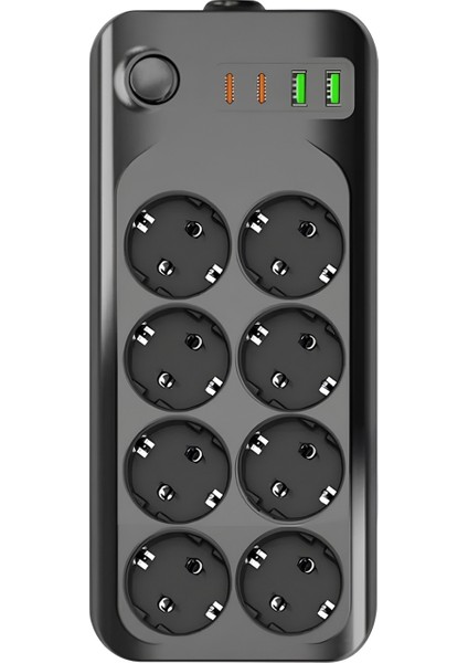 Termal Akım Korumalı USB ve Type-C 2.1A Şarj Çıkışlı 10A 2500W 8'li Uzatma Grup Priz 2 Metre modelleri