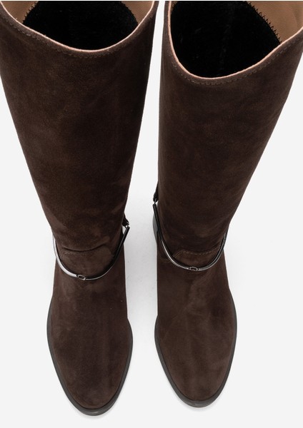 Ansel Kahverengi Süet Hakiki Deri Bilek Kayışlı Kadın Binici Çizme fiyatları