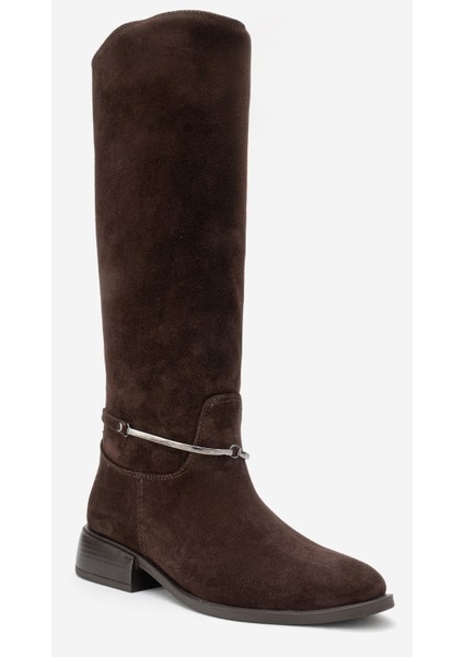 Ansel Kahverengi Süet Hakiki Deri Bilek Kayışlı Kadın Binici Çizme modelleri