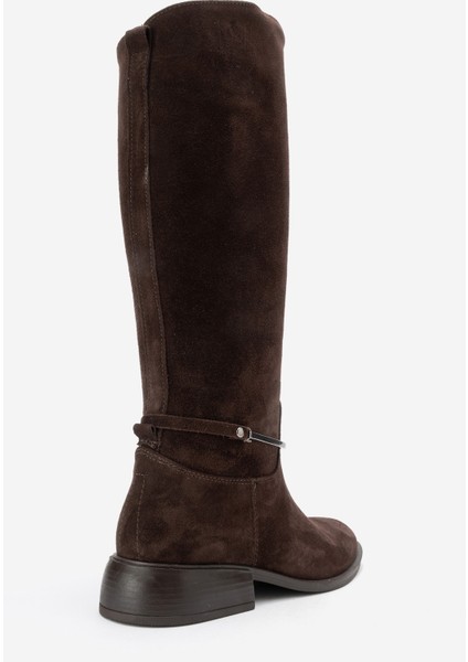 Ansel Kahverengi Süet Hakiki Deri Bilek Kayışlı Kadın Binici Çizme indirimleri