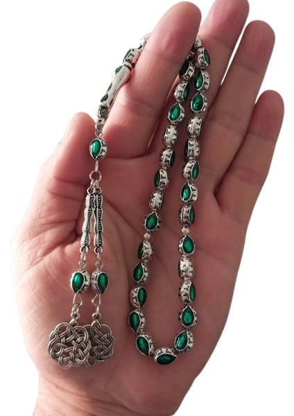 Gümüş Renk Mine İşleme Metal Tesbih,İkili Kazaz Desen Metal Püskül Hediye Kutulu Tespih. modelleri