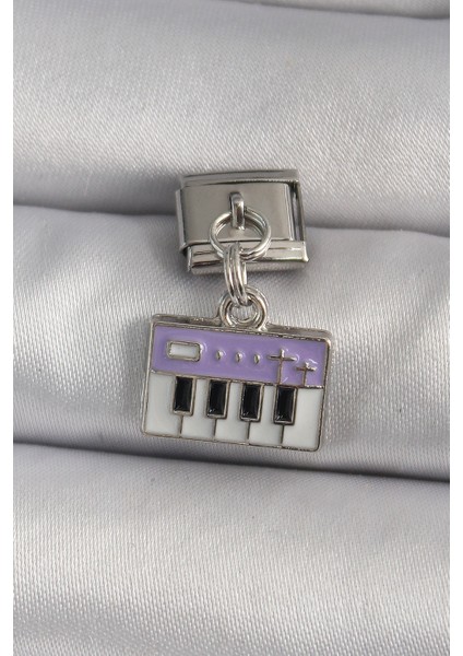 316L Çelik Gümüş Renk Sallantı Mor Piyano Figür Nomination Charm - TJ-BC1179