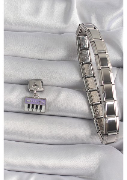 316L Çelik Gümüş Renk Sallantı Mor Piyano Figür Nomination Charm - TJ-BC1179 fiyatları