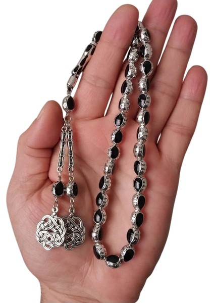 Gümüş Renk Mine İşleme Metal Tesbih,İkili Kazaz Desen Metal Püskül Hediye Kutulu Tespih. fiyatları