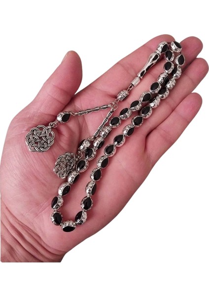 Gümüş Renk Mine İşleme Metal Tesbih,İkili Kazaz Desen Metal Püskül Hediye Kutulu Tespih. fırsatları