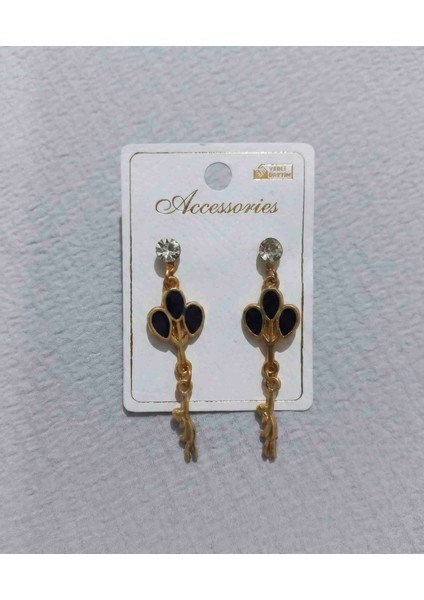 Kristal Taşlı Balon Figürlü Çelik Küpe - Altın