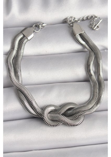 316L Çelik Gümüş Renk Düğüm Model Kadın Bileklik - TJ-BB6711 fiyatları