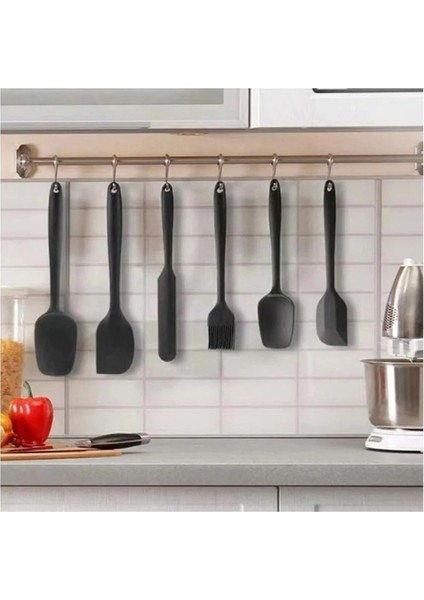 6'lı Takım Yanmaz Yapışmaz Mutfak Pasta Slikon Yumurta Fırçası Kaşık Bıçak Spatula Seti