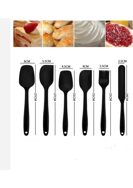 6'lı Takım Yanmaz Yapışmaz Mutfak Pasta Slikon Yumurta Fırçası Kaşık Bıçak Spatula Seti fırsatları