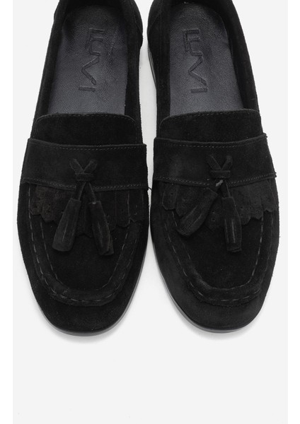 Lupen Siyah Süet Püsküllü Hakiki Deri Kadın Loafer Ayakkabı fiyatları