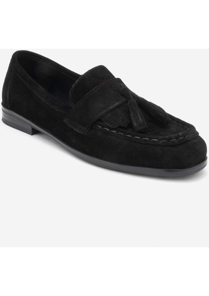 Lupen Siyah Süet Püsküllü Hakiki Deri Kadın Loafer Ayakkabı modelleri