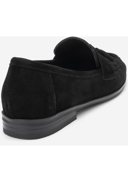 Lupen Siyah Süet Püsküllü Hakiki Deri Kadın Loafer Ayakkabı indirimleri