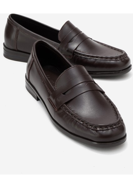 Valıa Kahverengi Cilt Hakiki Deri Kadın Loafer Ayakkabı