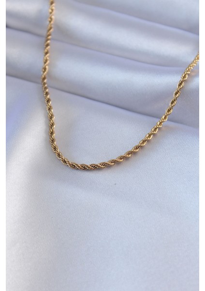 316L Çelik Gold Renk Burgu Model 45 cm Kadın Kolye - TJ-BKO7586
