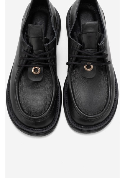 Band Siyah Cilt Hakiki Deri Bağcıklı Kadın Loafer Ayakkabı fiyatları