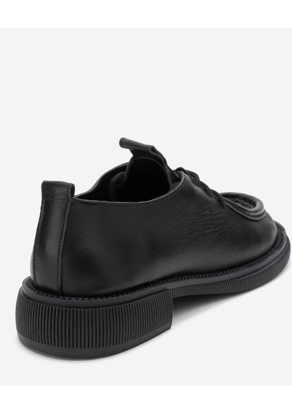 Band Siyah Cilt Hakiki Deri Bağcıklı Kadın Loafer Ayakkabı indirimleri