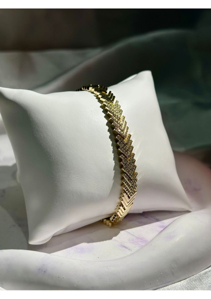 Xuping 14K Altın Kaplama Zirkon Taşlı Balık Sırtı Hasır Bileklik fiyatları