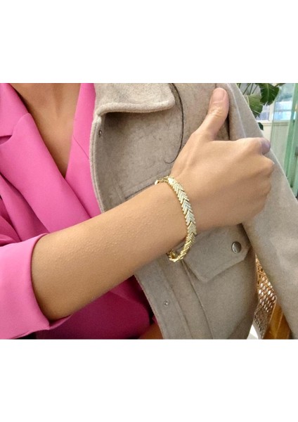 Xuping 14K Altın Kaplama Zirkon Taşlı Balık Sırtı Hasır Bileklik fırsatları