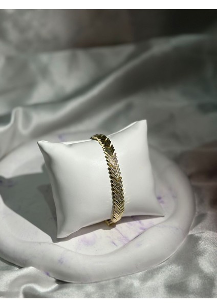 Xuping 14K Altın Kaplama Zirkon Taşlı Balık Sırtı Hasır Bileklik indirimleri