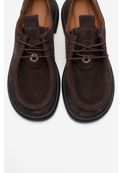 Band Kahverengi Süet Hakiki Deri Bağcıklı Kadın Loafer Ayakkabı fiyatları