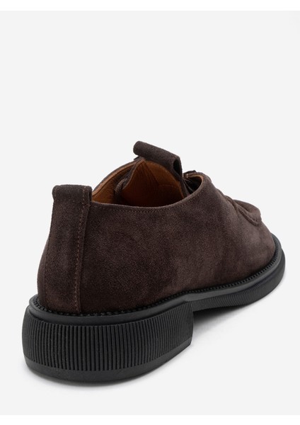 Band Kahverengi Süet Hakiki Deri Bağcıklı Kadın Loafer Ayakkabı indirimleri