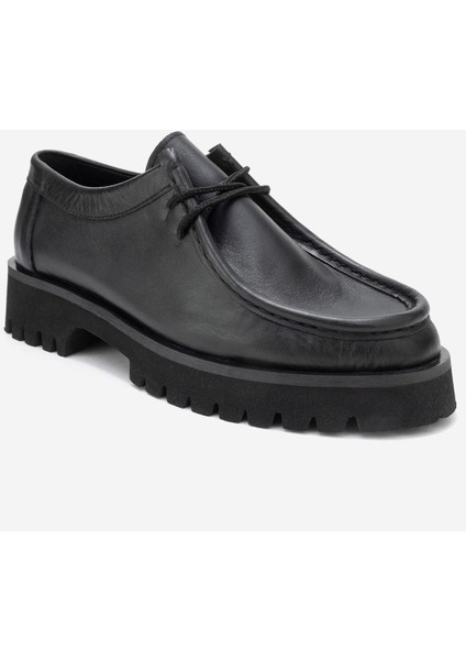 Talıa Siyah Cilt Hakiki Deri Bağcıklı Kadın Loafer Ayakkabı modelleri