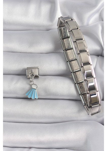 316L Çelik Gümüş Renk Mavi Renk Sallantı Elbise Model Nomination Charm - TJ-BC1101 modelleri