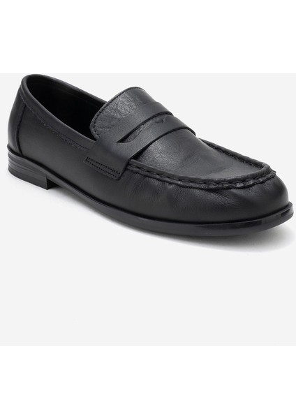 Valıa Siyah Cilt Hakiki Deri Kadın Loafer Ayakkabı modelleri