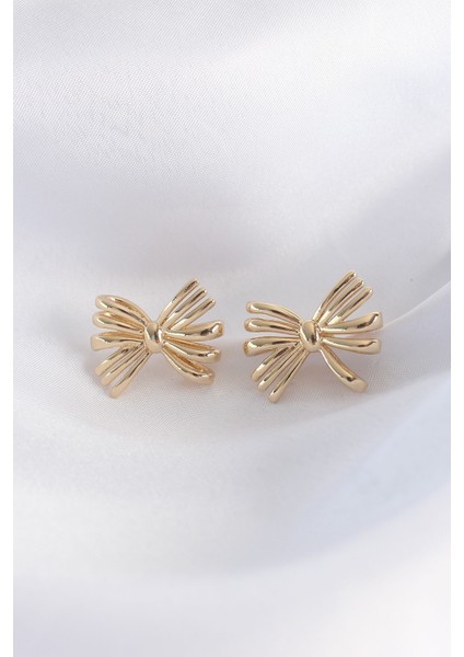 Pirinç Gold Renk Fiyonk Küpe - TJ-BKP8930 fiyatları