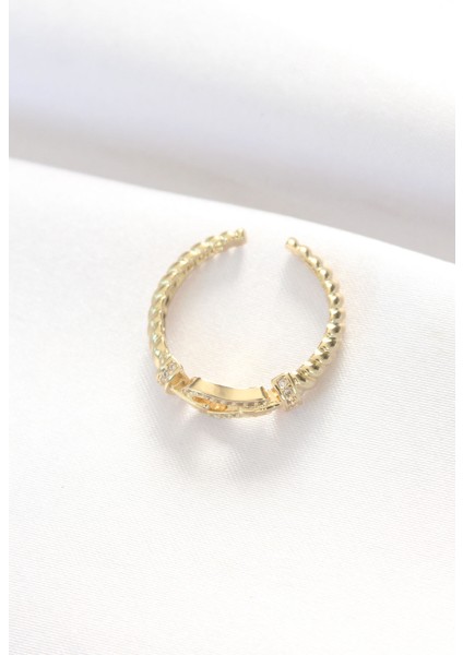 Kemer Tokası Tasarımlı Gold Renk Zirkon Taşlı Ayarlanabilir Yüzük - TJ-BYK3099 modelleri