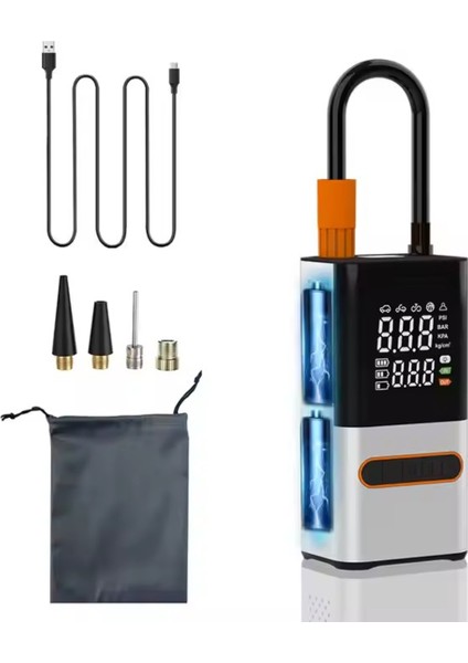 4000 Mah Şarjlı Taşınabilir Araba Lastik Hava Top Şişirme Pompası – LED Işıklı Dijital Hava Kompresörü