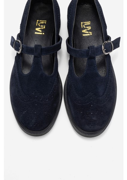 Janney Lacivert Süet Hakiki Deri Bantlı Kadın Loafer Ayakkabı fiyatları
