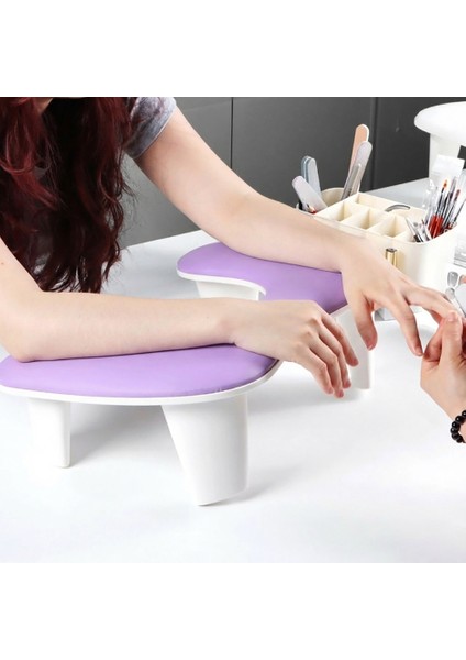 Oval U Tipi Ergonomik Manikür Sehpası Lila Manikür Kol Desteği U1L fiyatları