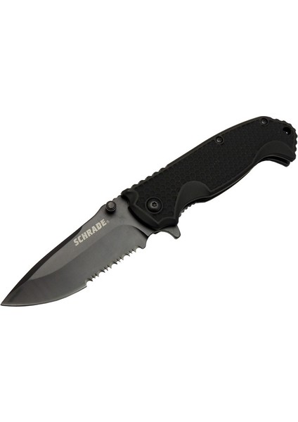 Schrade 5-1 Siyah Kamp Çakı 20CM- Yarı Otomatik, Testere Detaylı, Kemerlikli