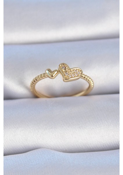 Pirinç Gold Renk Zirkon Taşlı Kalp Model Kadın Yüzük - TJ-BYK3306 fiyatları