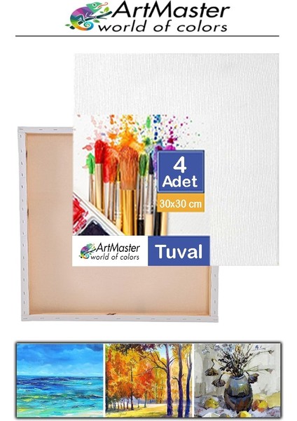 Kare Tuval 30X30 Astarlı Mini Resim Tuvali 4 Adet Tuvali 30*30 Tual Akrilik Boya Yağlı Boya Için Idealdir